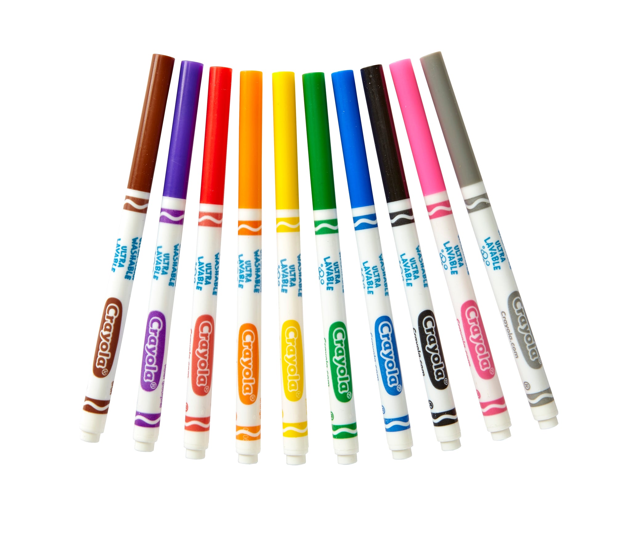 Crayola Ultra-Clean Washable Markers, Fine Line, Assorted Colors, 10/Box