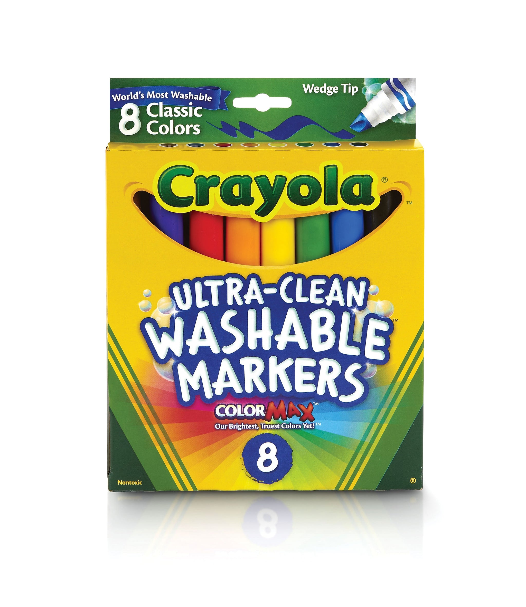 Crayola Ultra-Clean Washable Markers, Wedge Tip, Assorted, 8/Pack
