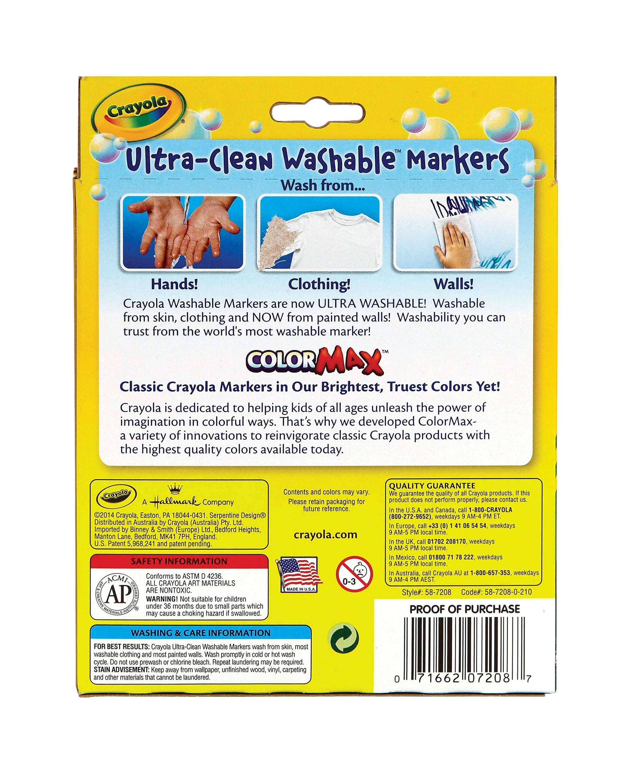 Crayola Ultra-Clean Washable Markers, Wedge Tip, Assorted, 8/Pack