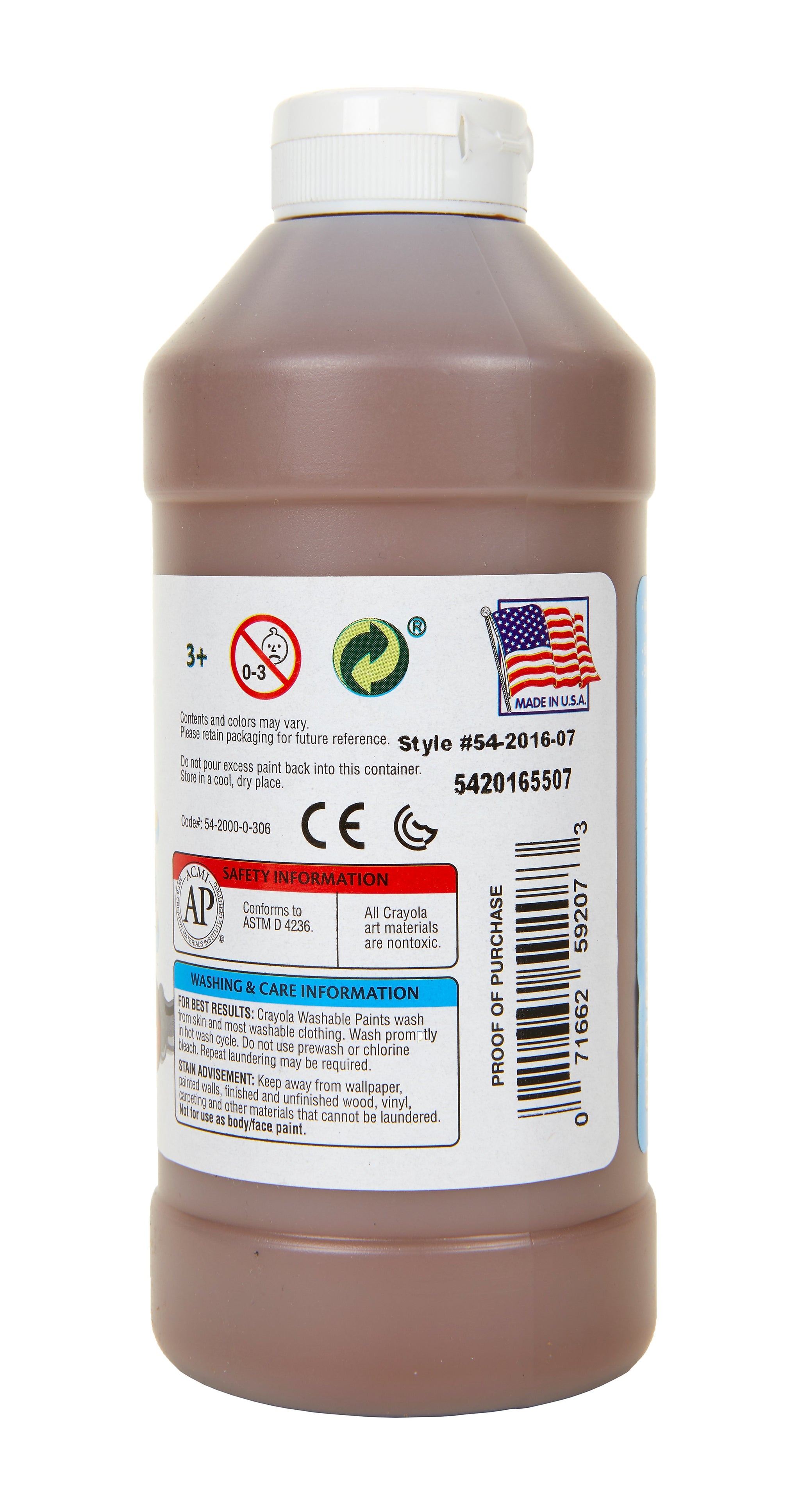Crayola Washable Paint, 16 oz, Brown