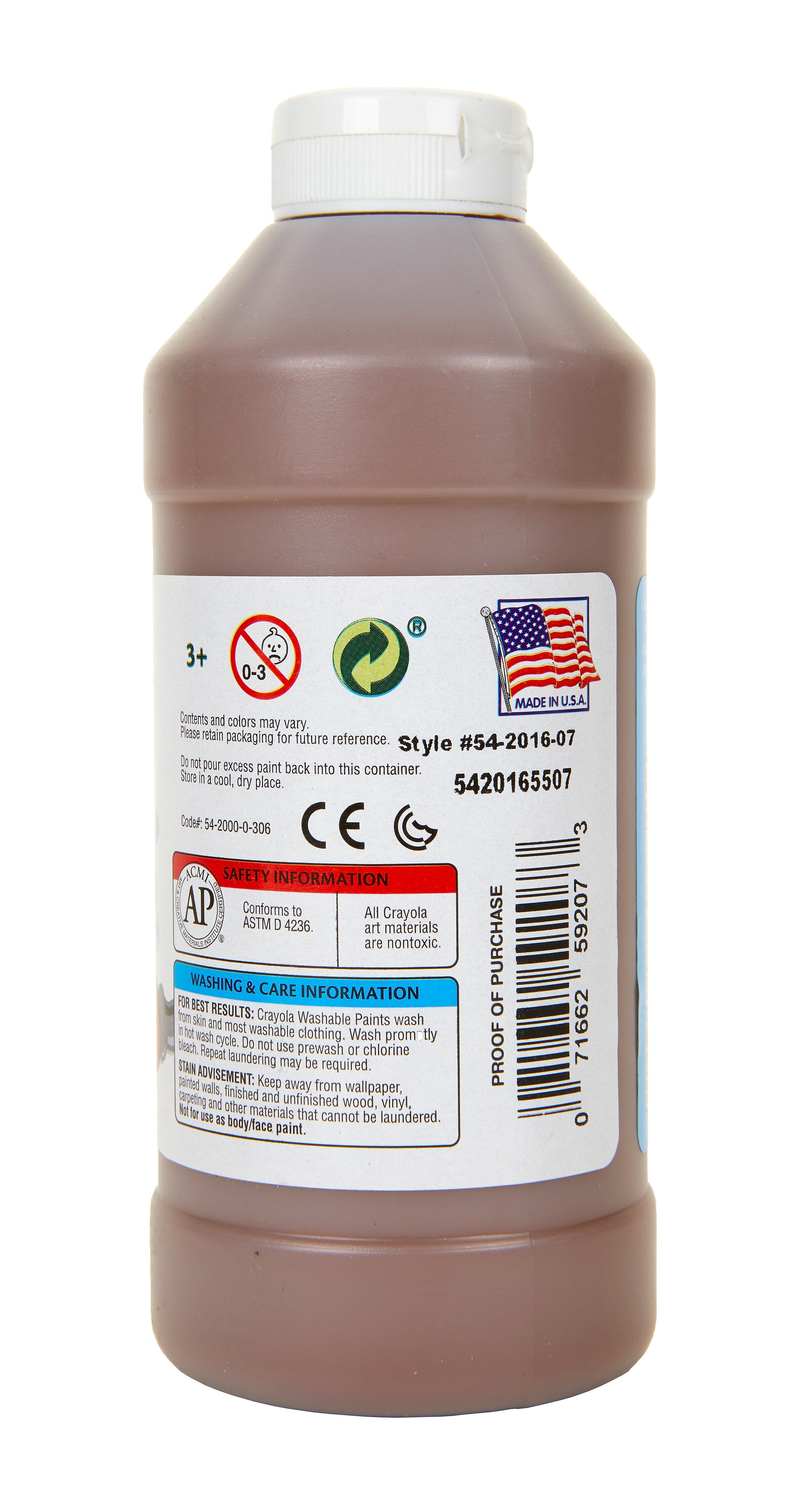 Crayola Washable Paint, 16 oz, Brown