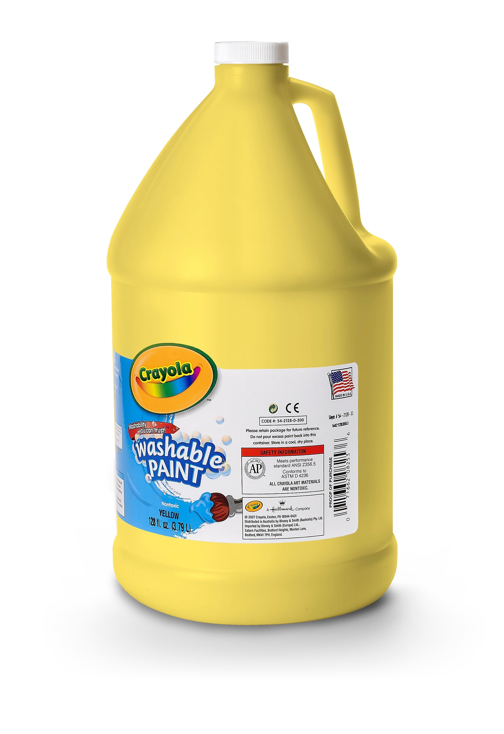 Crayola Washable Paints, Yellow, 1 Gallon