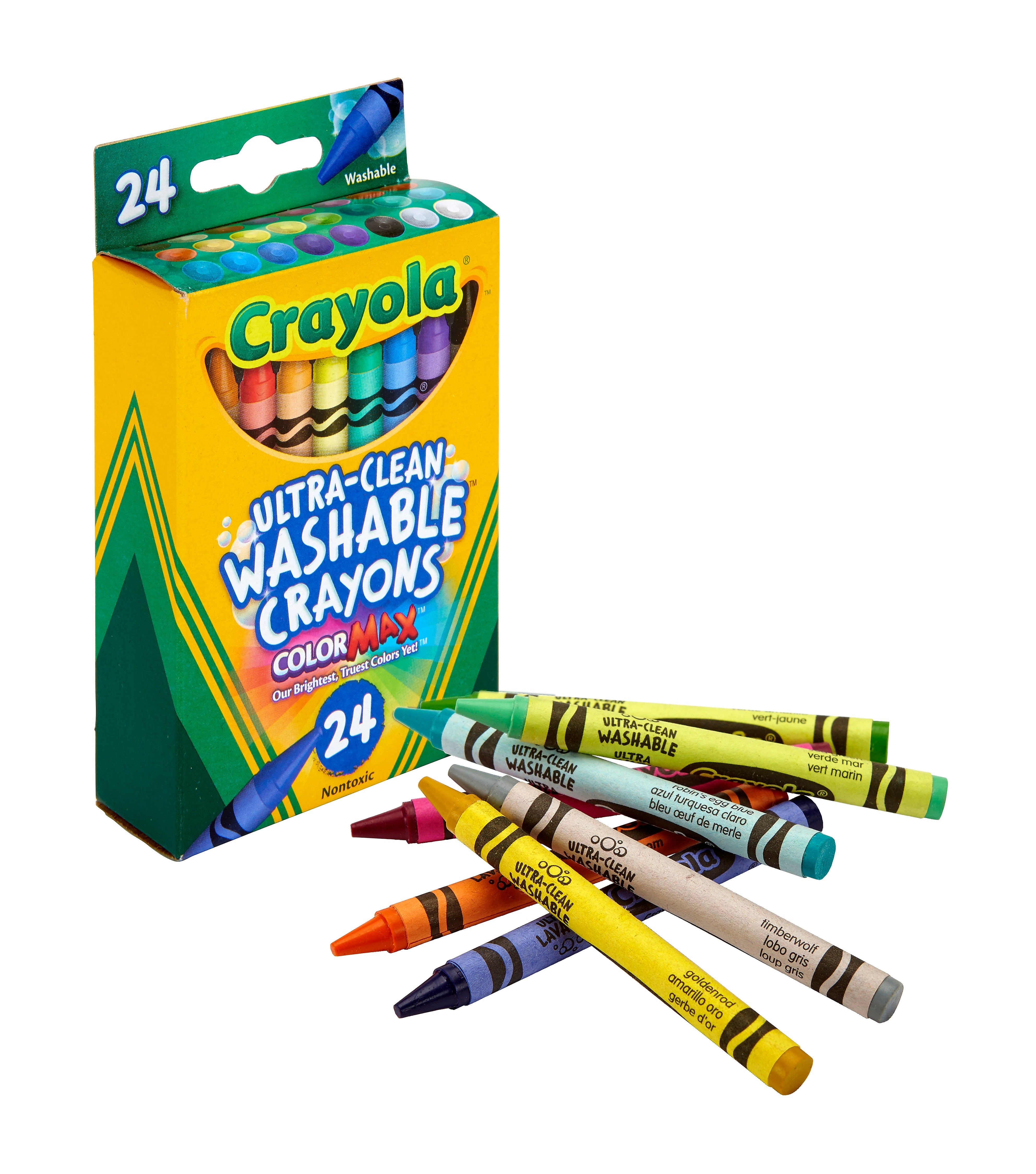 Crayola Washable Ultra Clean Crayons, Assorted Colors, 24/Box