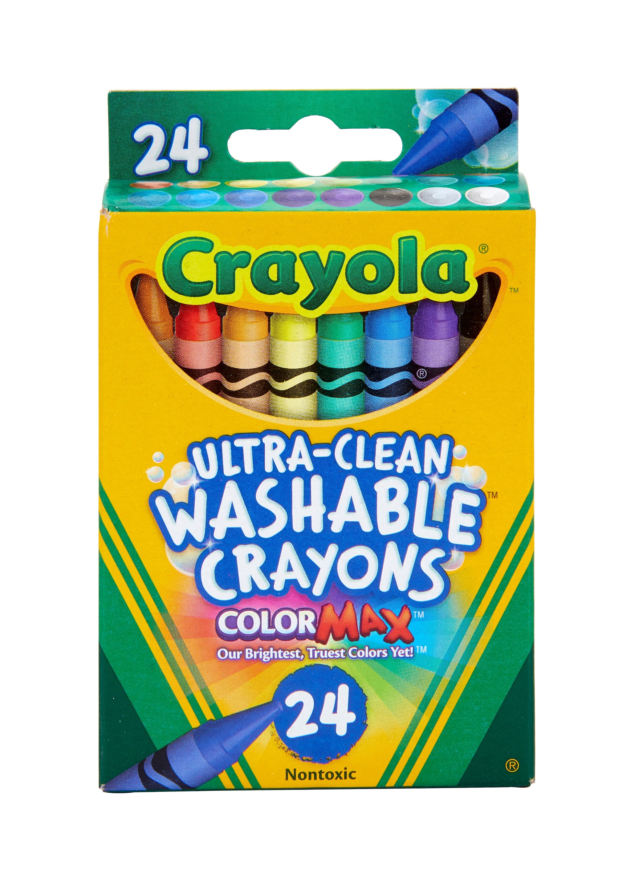 Crayola Washable Ultra Clean Crayons, Assorted Colors, 24/Box