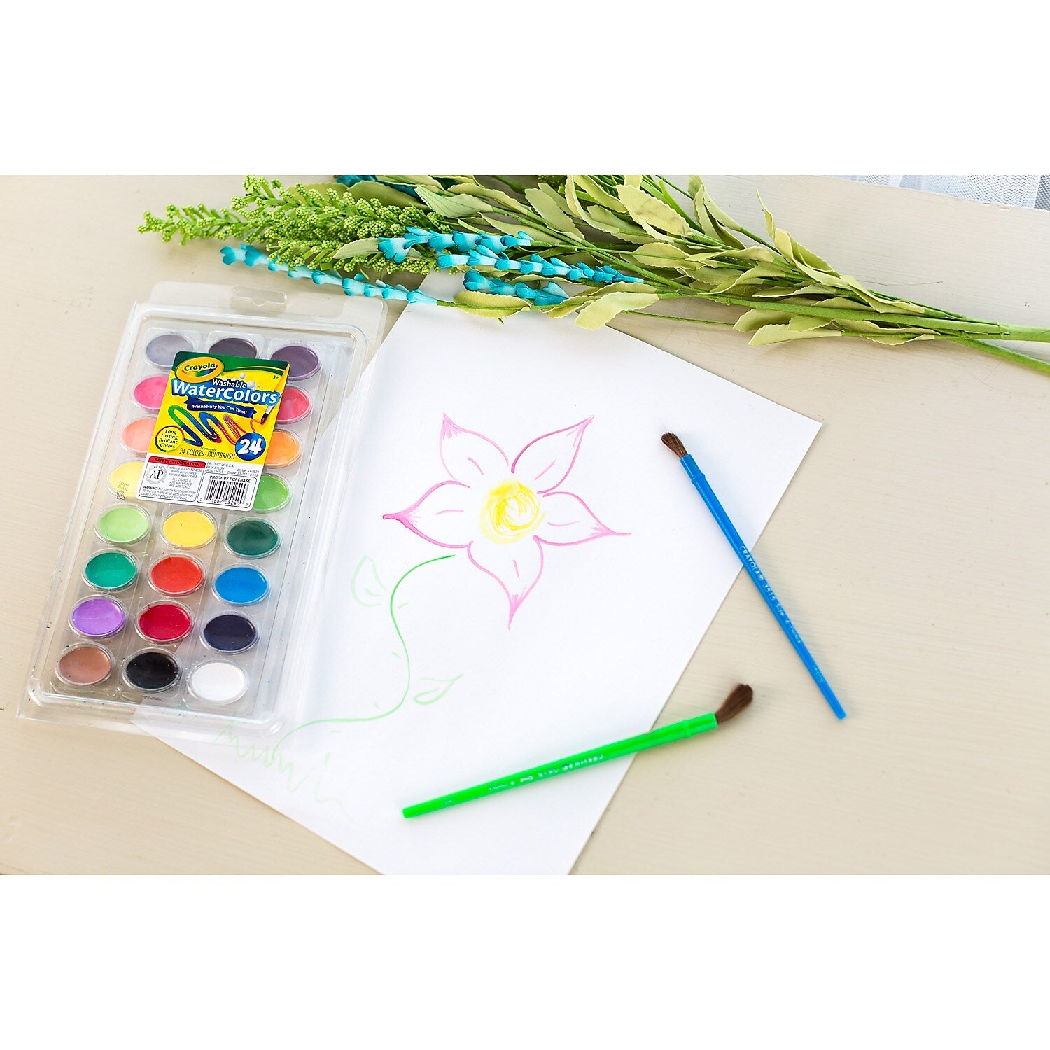Crayola Washable Watercolor Paint, Assorted Colors, 24 Colors/Pack