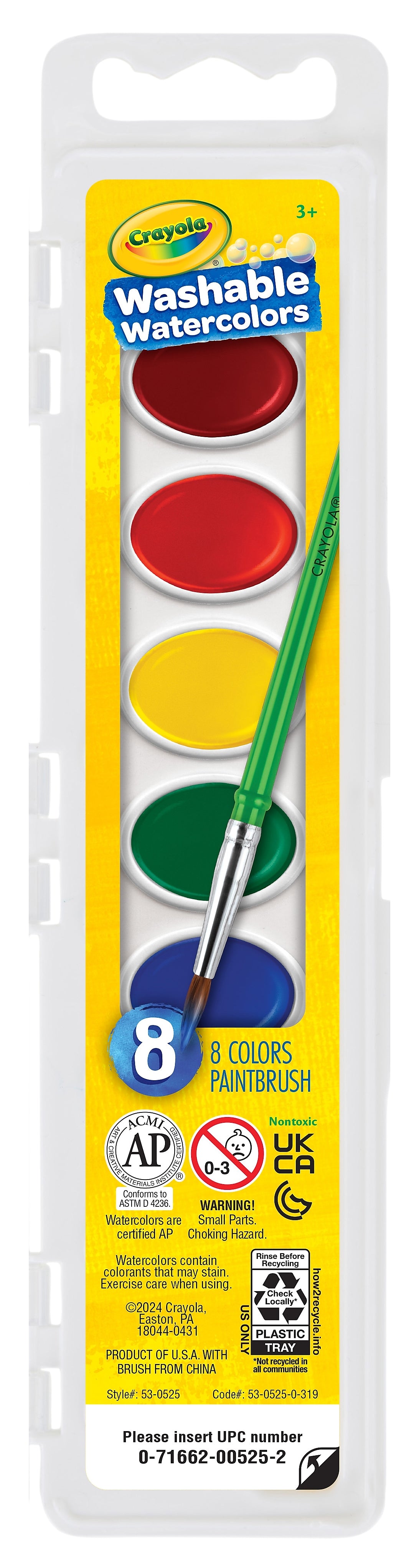 Crayola Washable Watercolors, Assorted