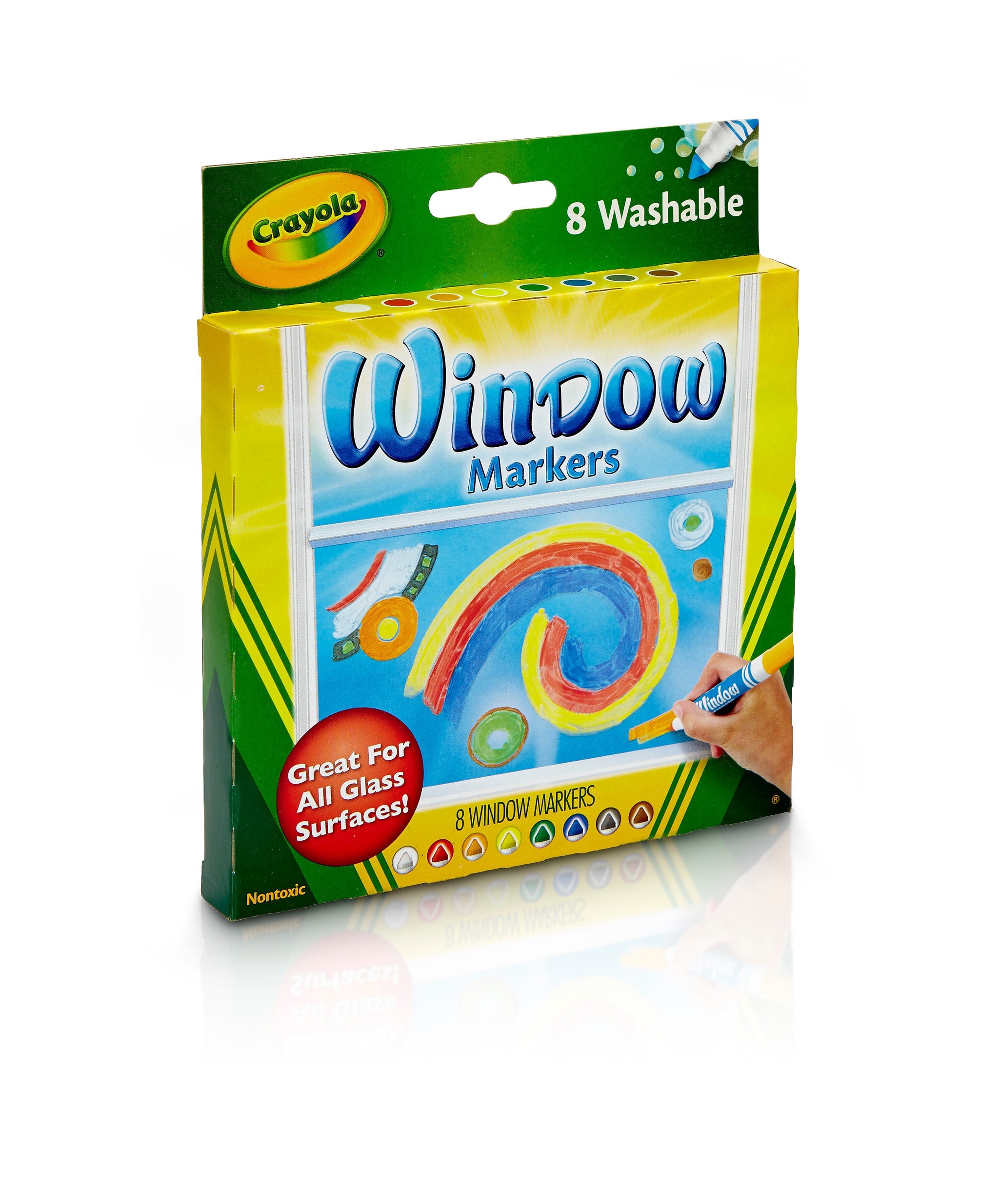 Crayola Washable Window Markers, Conical Tip, 8/Pack