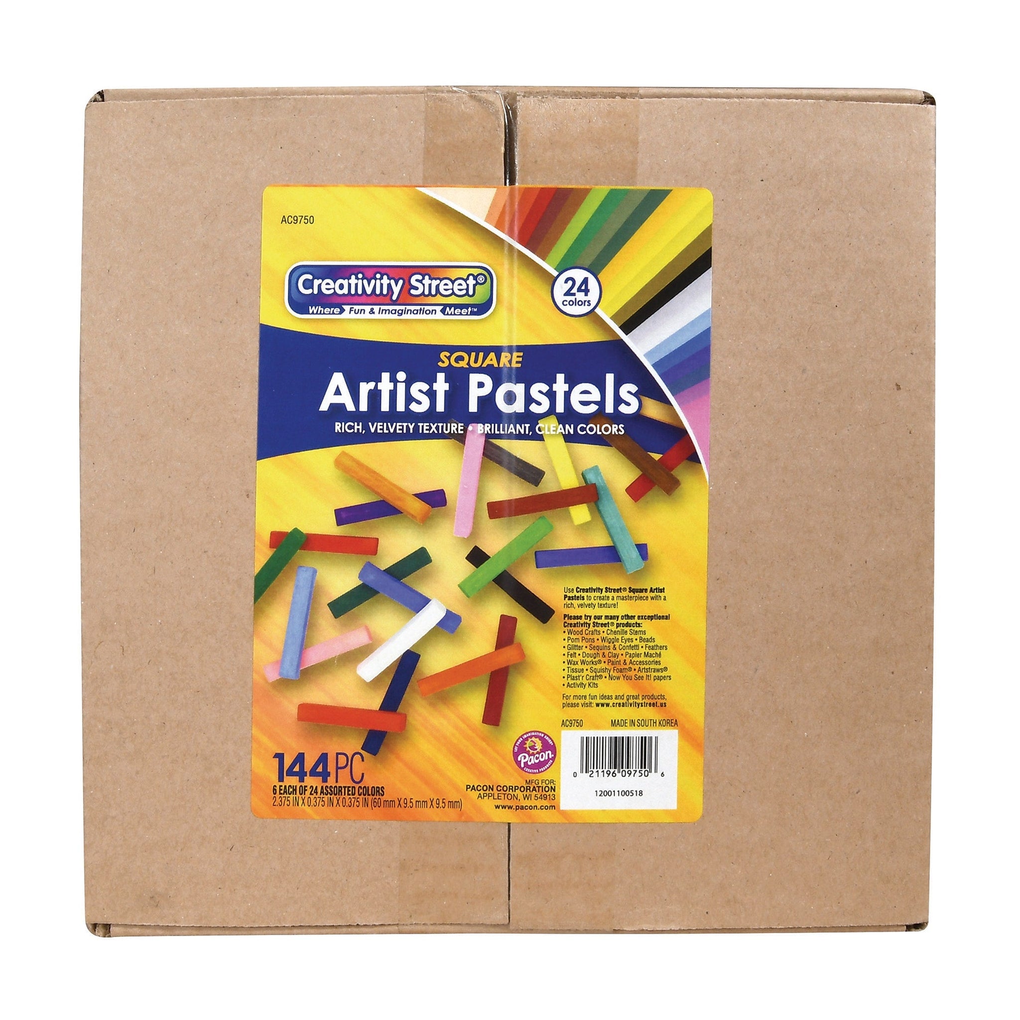 Creativity Street Square Artist Pastels, Assorted Colors, 144 Pieces