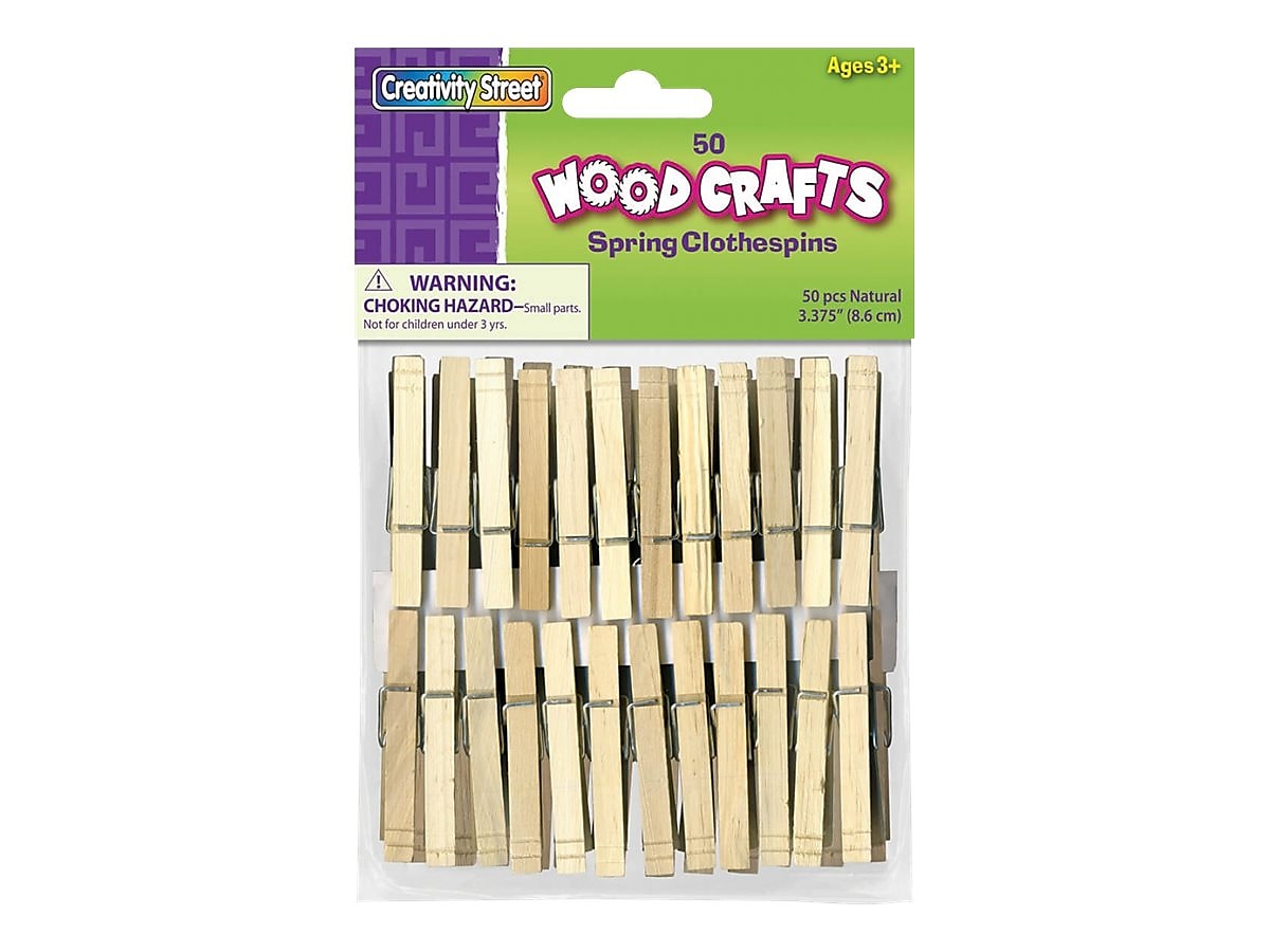 CREATIVITY STREET Woodcrafts Wood Clothespins, Natural, 50-Count