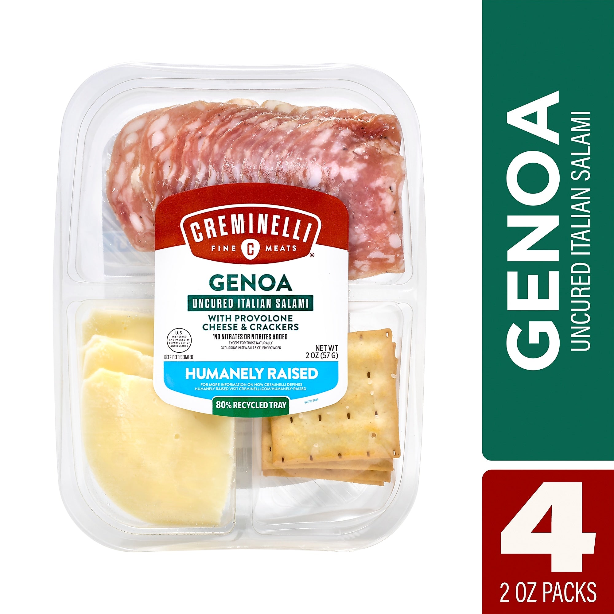 Creminelli Genoa, Provolone Cheese, Crackers, 0.5, 4/Pack