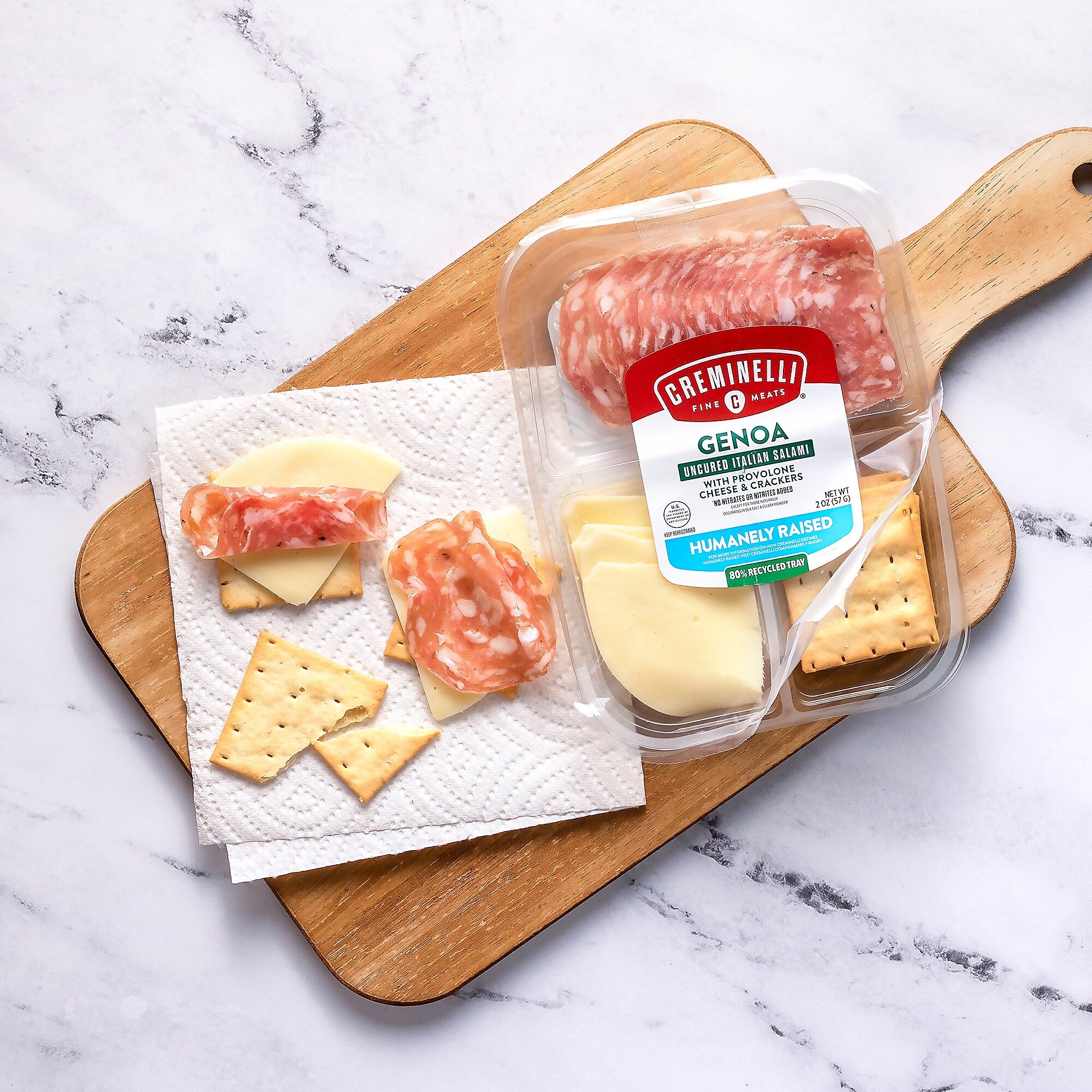 Creminelli Genoa, Provolone Cheese, Crackers, 0.5, 4/Pack