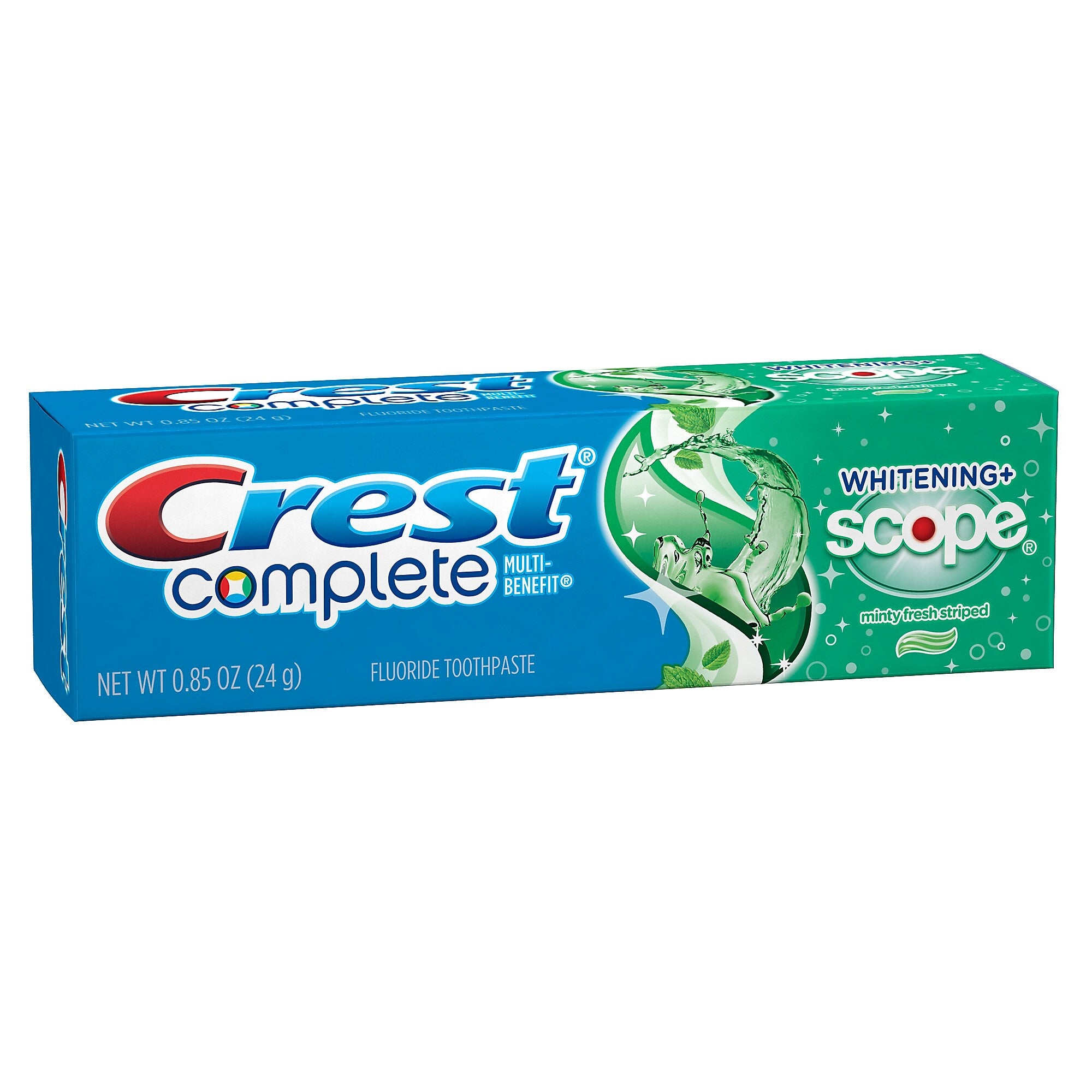 Crest Plus Scope Complete Whitening Toothpaste, Minty Fresh, .85 oz., 36/Carton