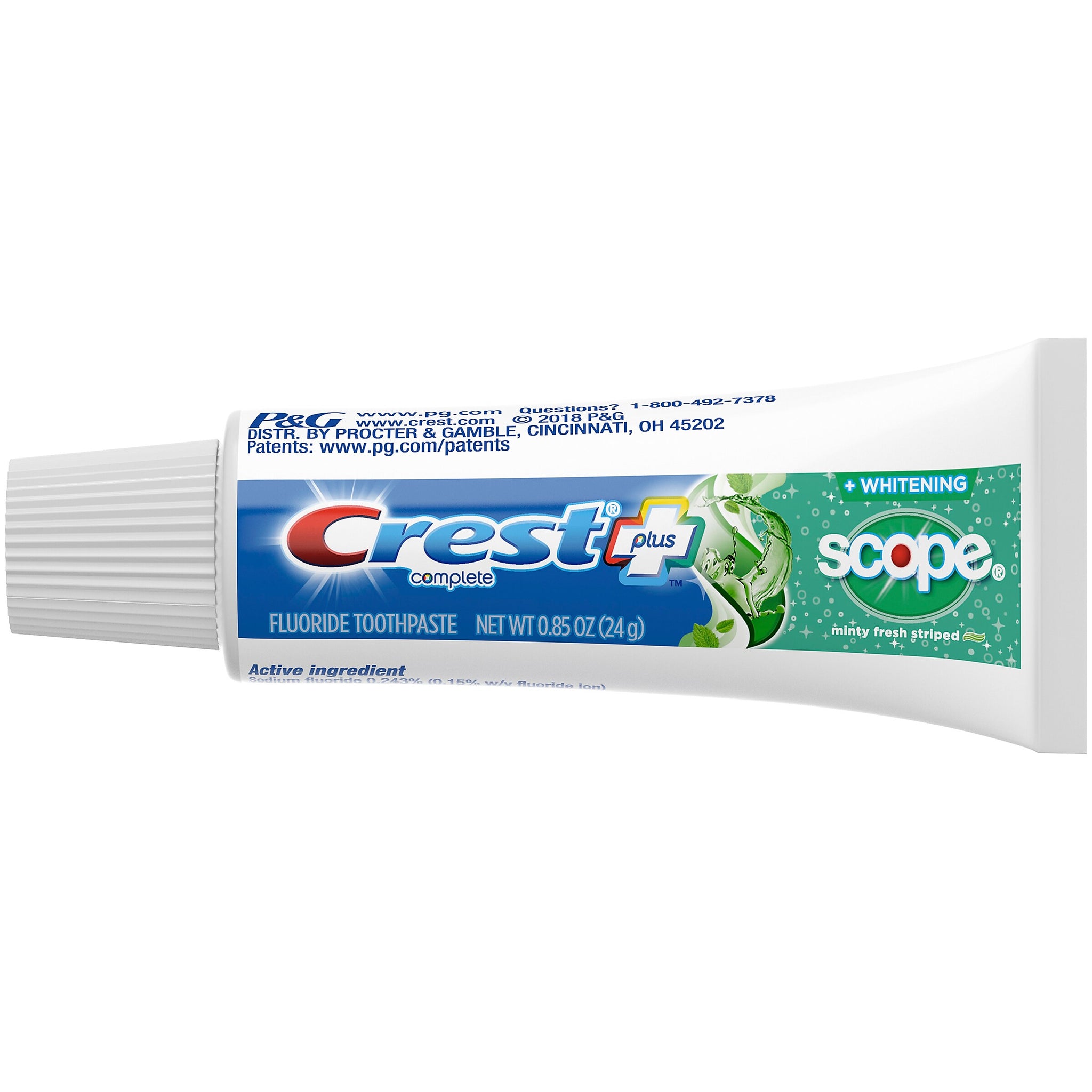 Crest Plus Scope Complete Whitening Toothpaste, Minty Fresh, .85 oz., 36/Carton
