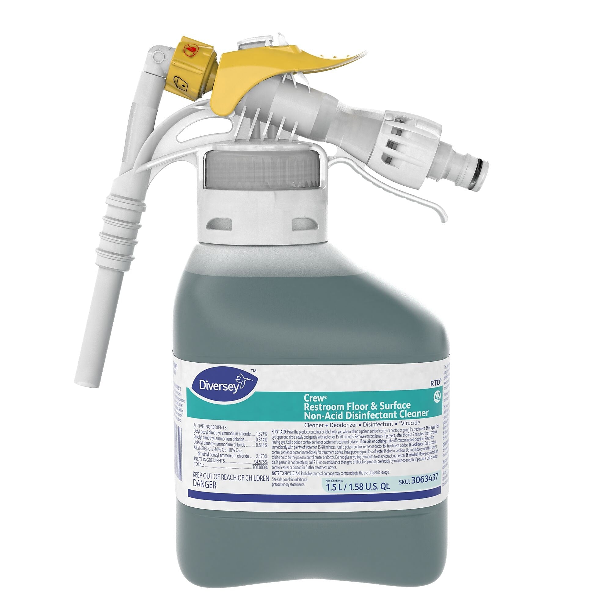 Crew Disinfectant for Diversey RTD, Fresh, 1.5 L / 1.59 U.S. Qt., 2/Carton
