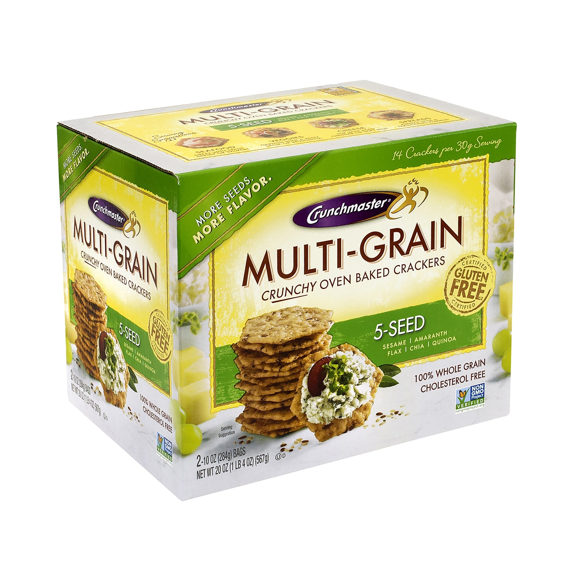 Crunchmaster Gluten Free 5-Seed Crackers, Two 10 oz. Bags/Pack