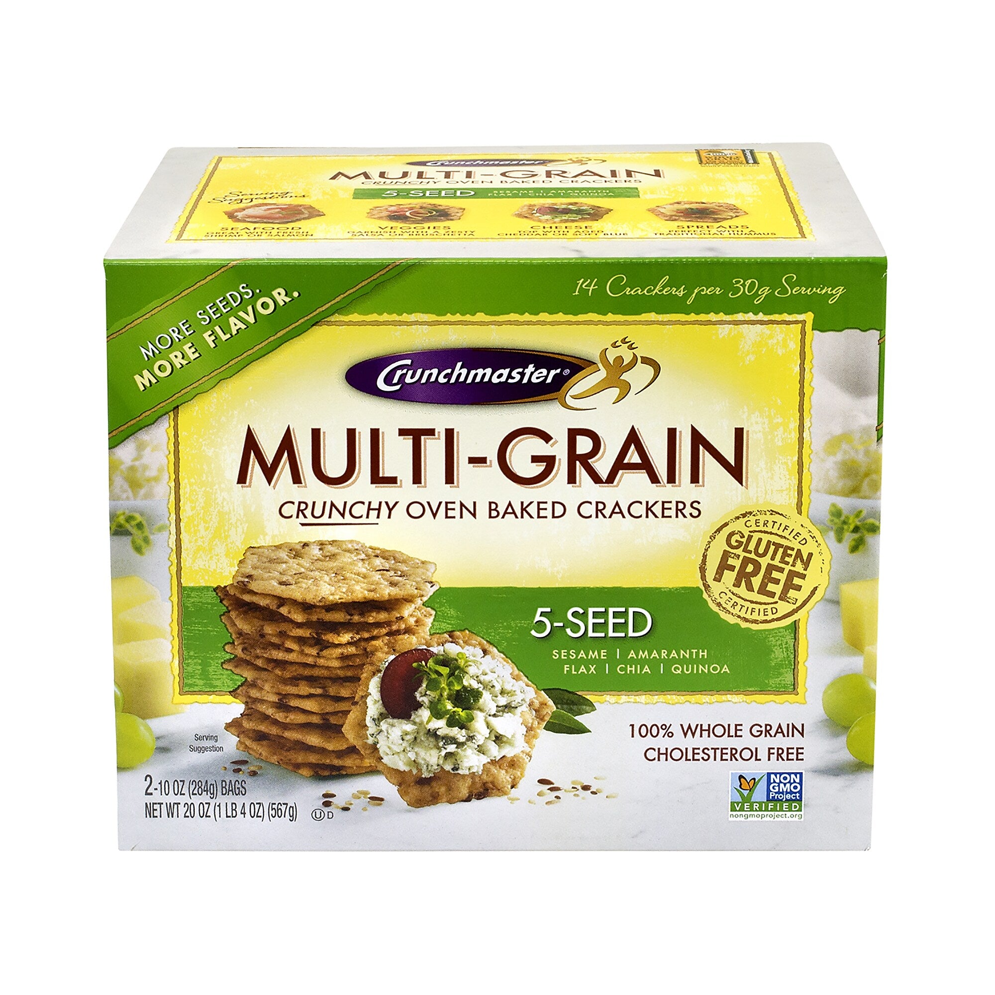 Crunchmaster Gluten Free 5-Seed Crackers, Two 10 oz. Bags/Pack