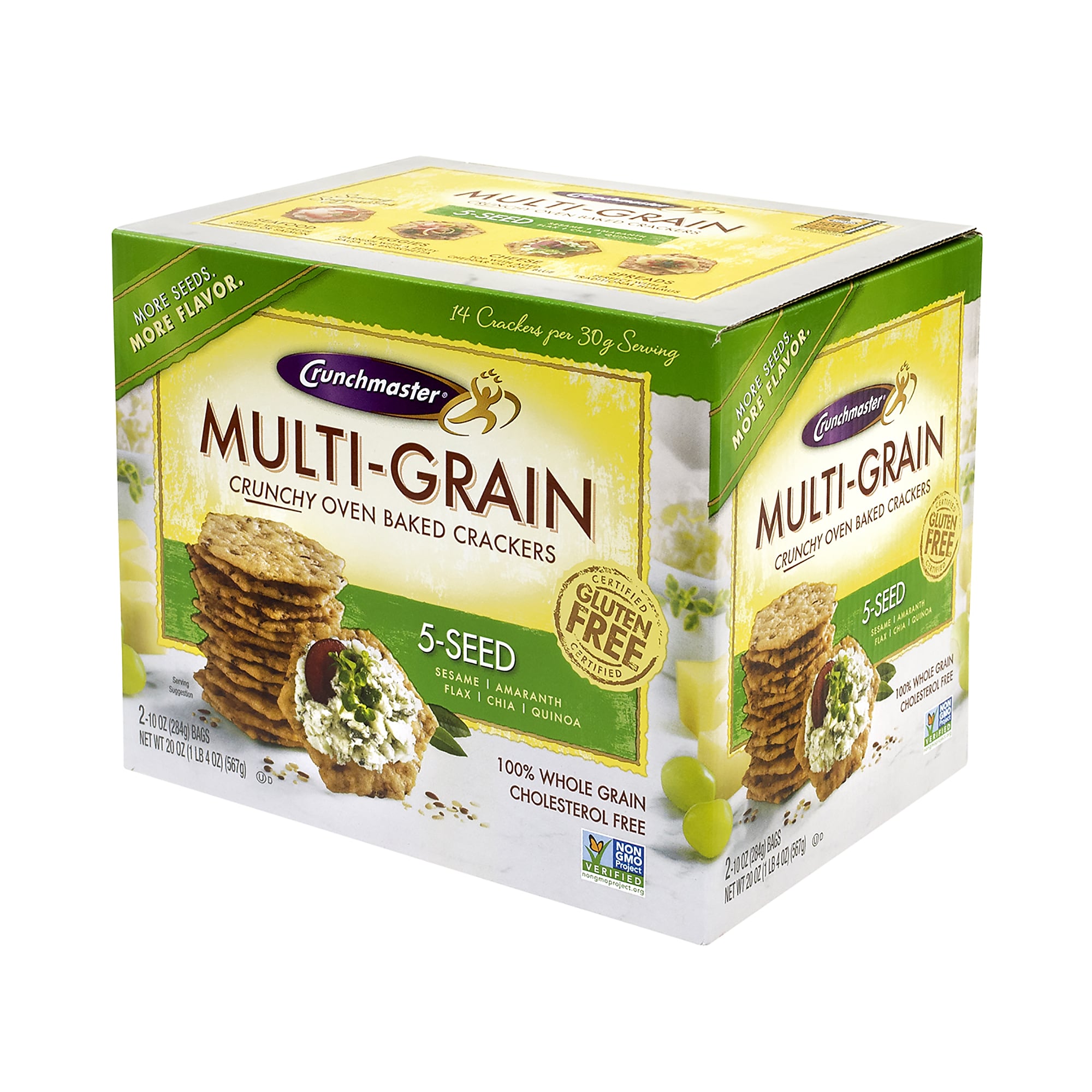 Crunchmaster Gluten Free 5-Seed Crackers, Two 10 oz. Bags/Pack