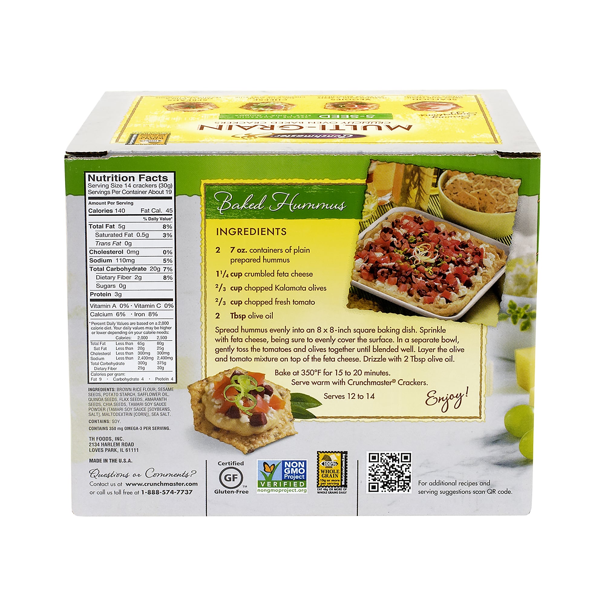 Crunchmaster Gluten Free 5-Seed Crackers, Two 10 oz. Bags/Pack