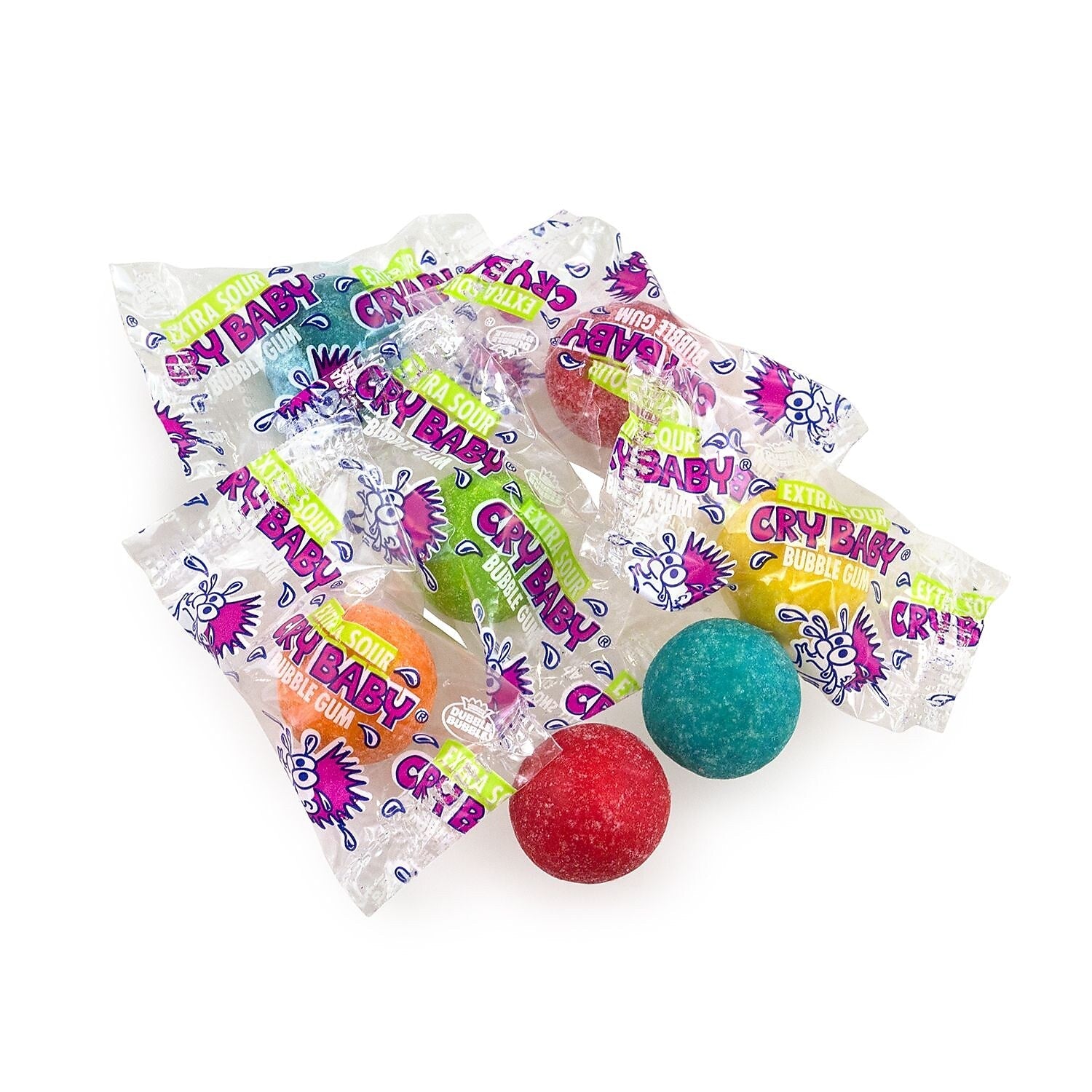 Cry Baby Extra Sour Bubble Gum Gum, 240 Pieces/Pack, 240/Tub
