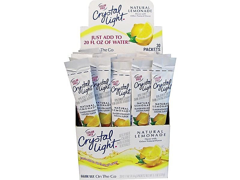 Crystal Light On The Go Natural Lemonade Drink Mix, 0.17 oz., 30/Box