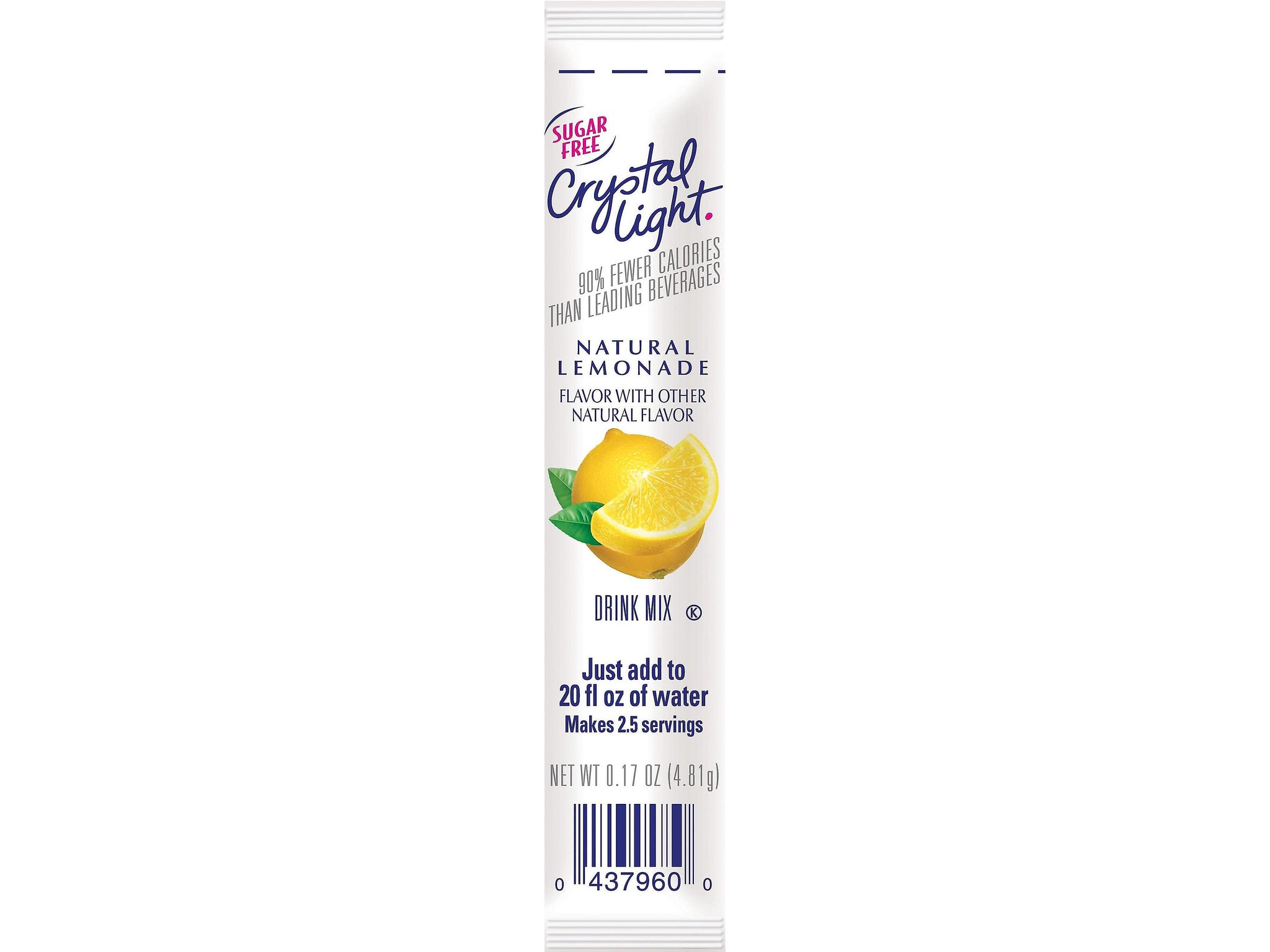 Crystal Light On The Go Natural Lemonade Drink Mix, 0.17 oz., 30/Box