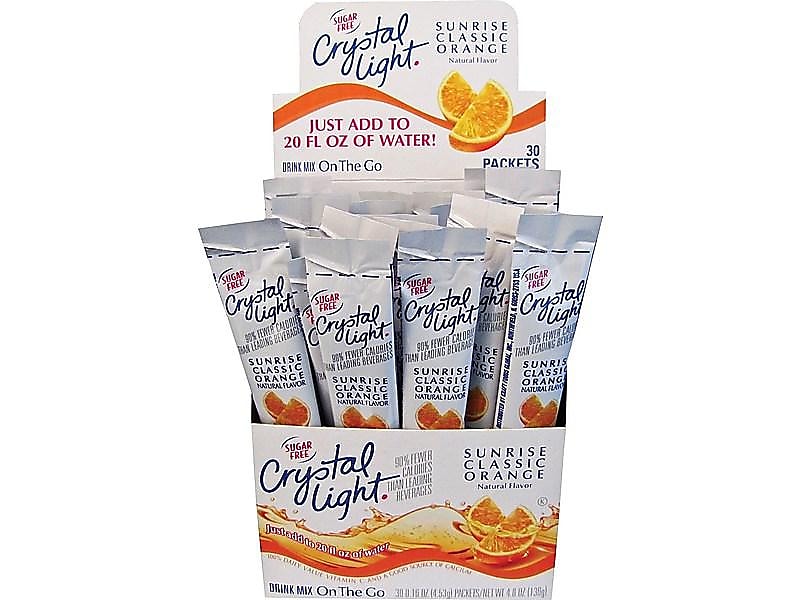 Crystal Light On-The-Go Sugar Free Sunrise Classic Orange Powdered Drink Mix, 0.16 Oz., 30 Packets/Box