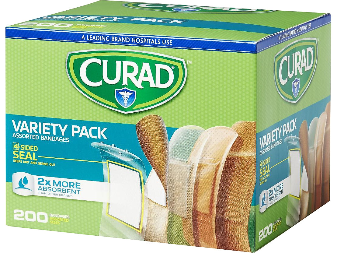 Curad Variety Pack Assorted Adhesive Bandages, 200/Pack