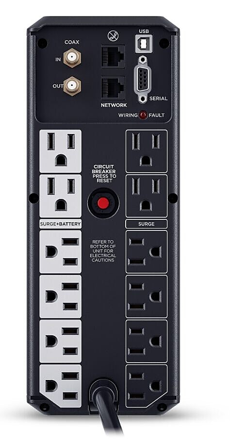 CyberPower Intelligent LCD UPS System, 1500VA/900W, 12 Outlets, 2 USB Ports, AVR, Mini Tower, Black
