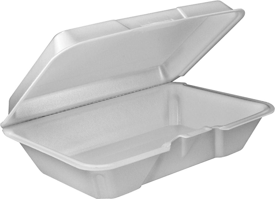 Dart® 205HT1 Hinged Lid Food Container, White, 2.9" x 6.4" x 9.3"