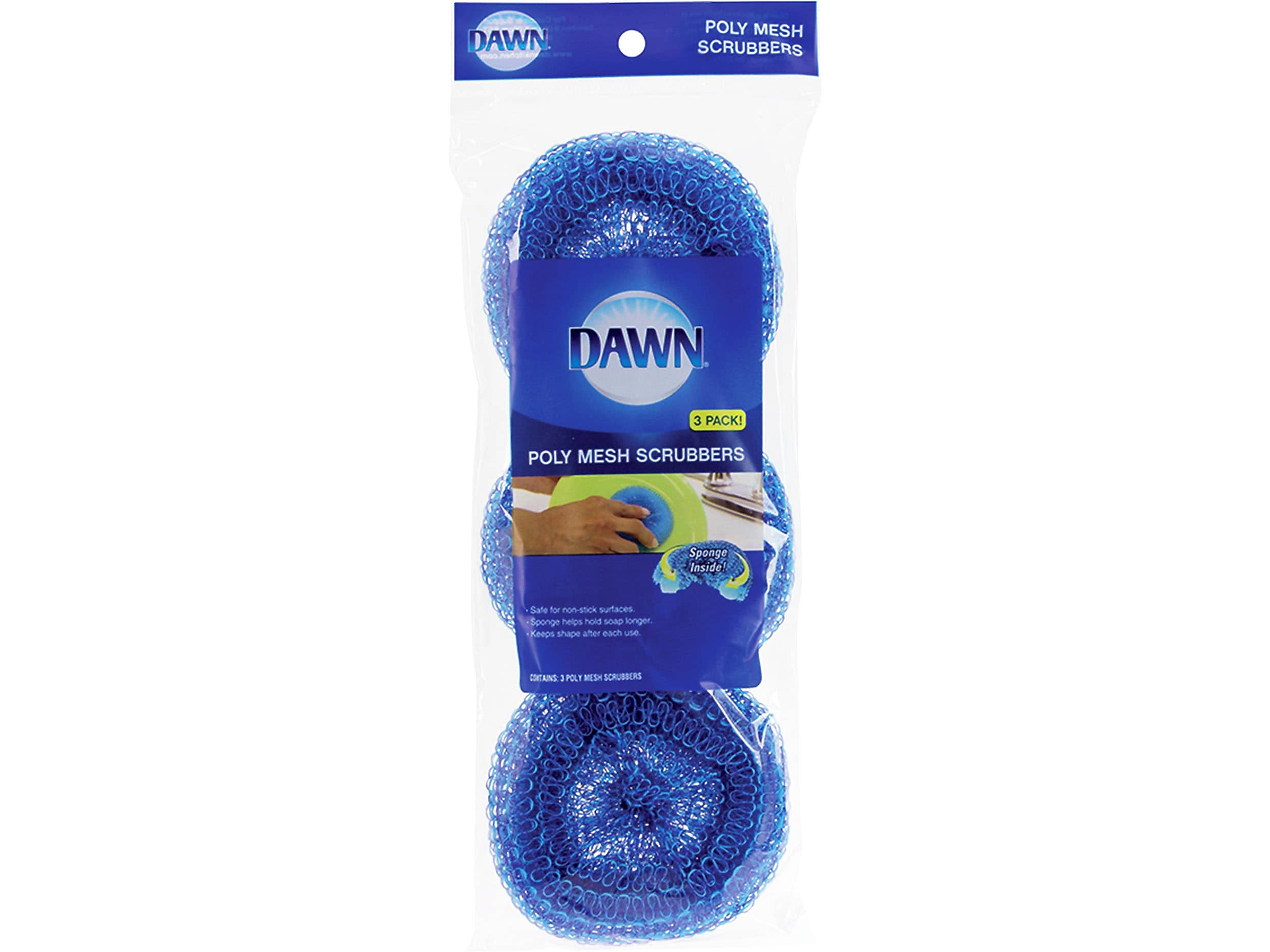 Dawn Blue Sponge Scrubber, 3/Pack