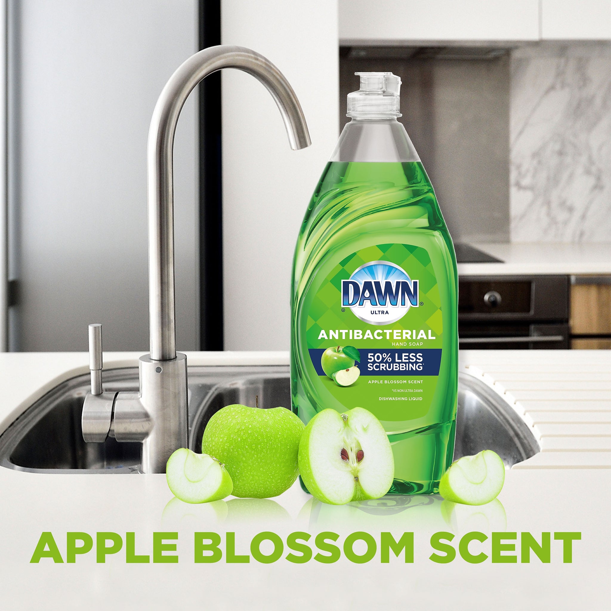 Dawn Ultra Antibacterial Liquid Dish Soap, Apple Blossom, 38 oz.