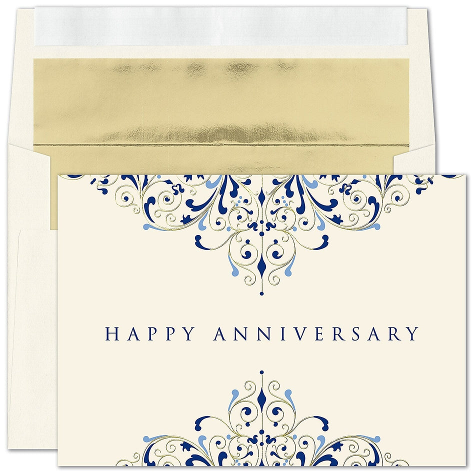 "Decorated Anniversary" Card w/ Gold Lined Ecru Envelope, 100/BX