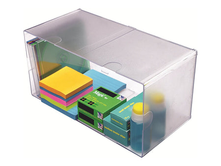 Deflect-O Cube 1 Compartment Stackable Plastic Compartment Storage, Clear