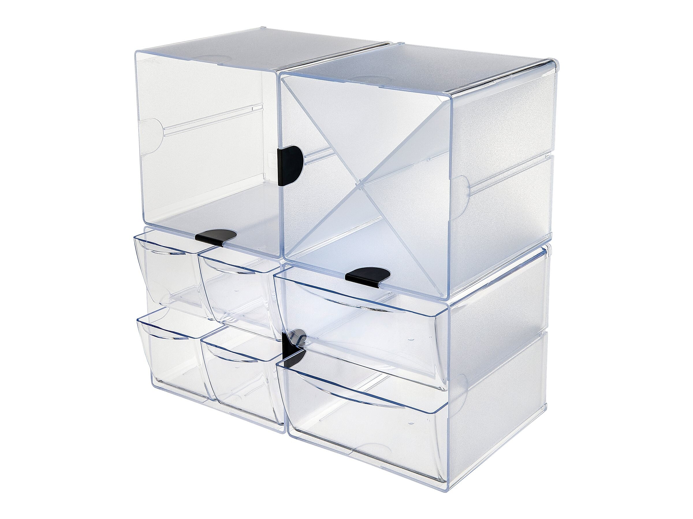 Deflect-O Cube 1 Compartment Stackable Plastic Compartment Storage, Clear