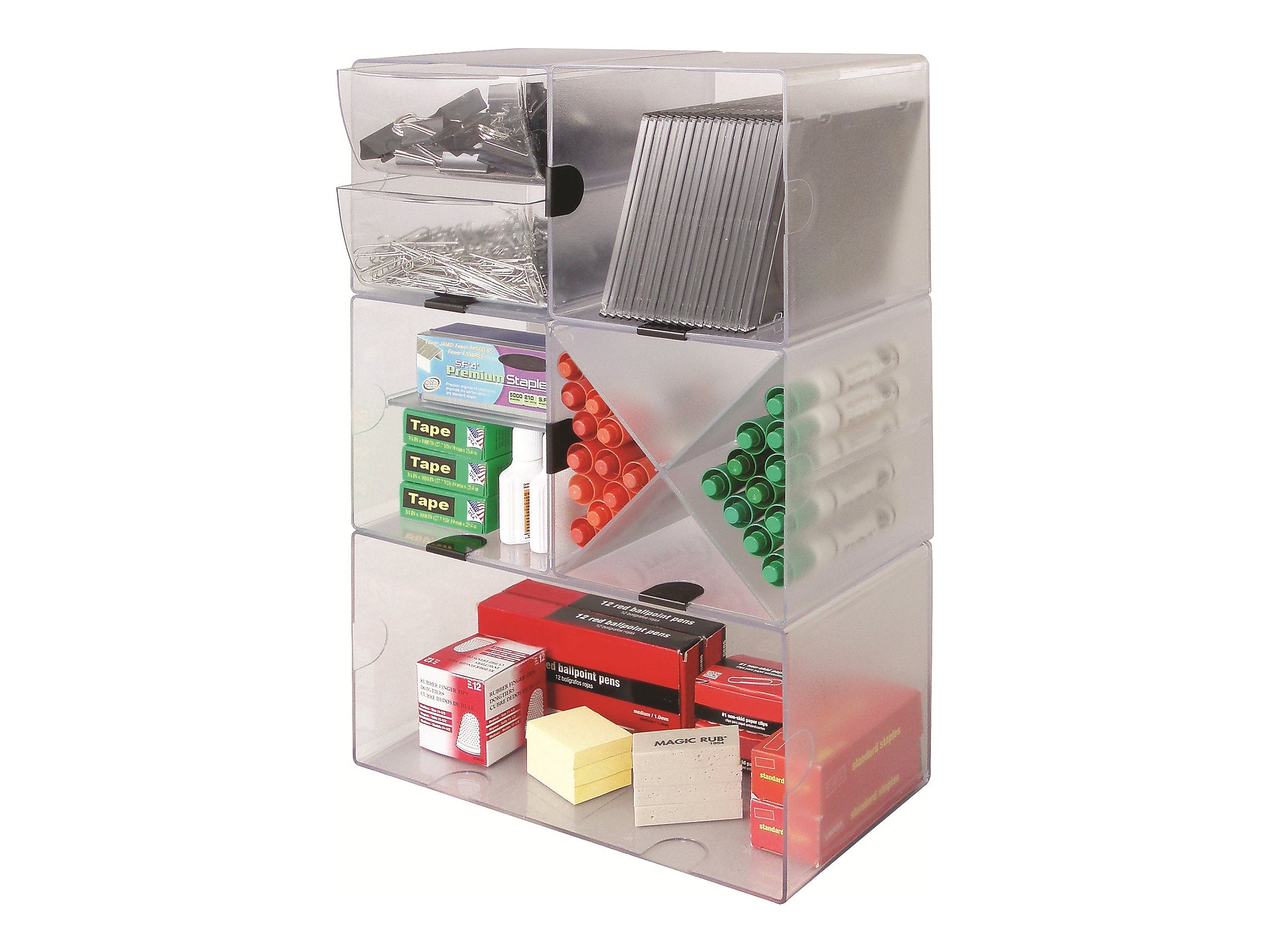 Deflect-O Cube 1 Compartment Stackable Plastic Compartment Storage, Clear