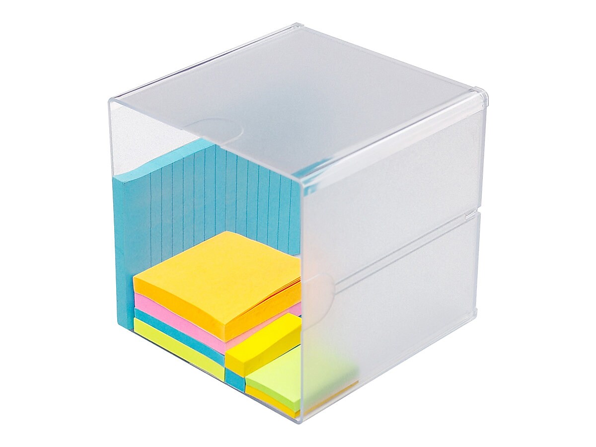 Deflect-O Cube 1 Compartment Stackable Plastic Compartment Storage, Clear