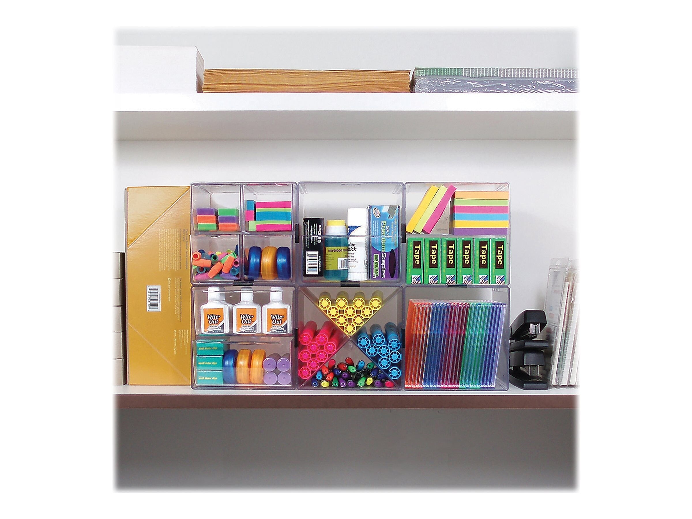 Deflect-O Cube 1 Compartment Stackable Plastic Compartment Storage, Clear