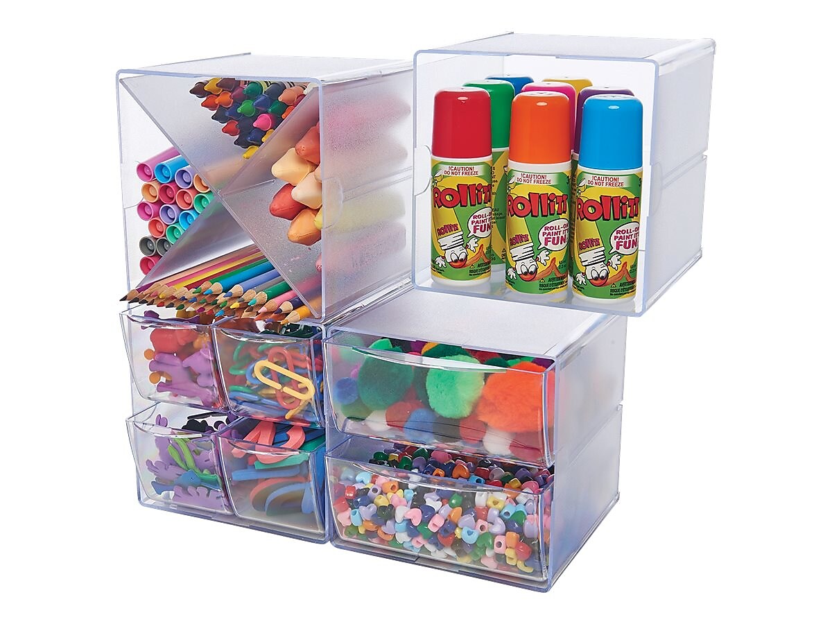 Deflect-O Cube 1 Compartment Stackable Plastic Compartment Storage, Clear