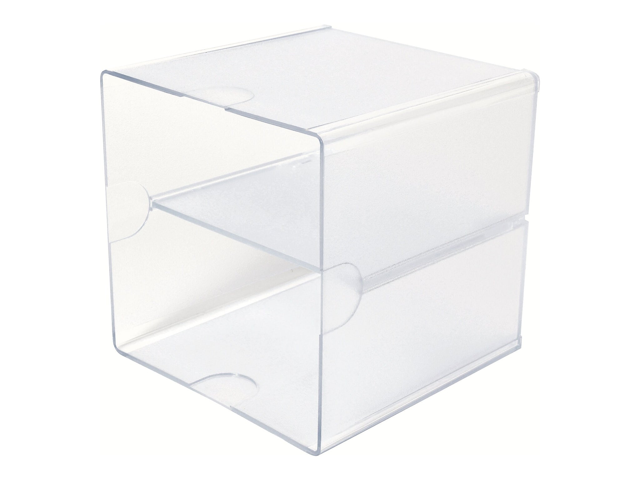 Deflect-O Cube 2 Compartment Stackable Plastic Compartment Storage, Clear