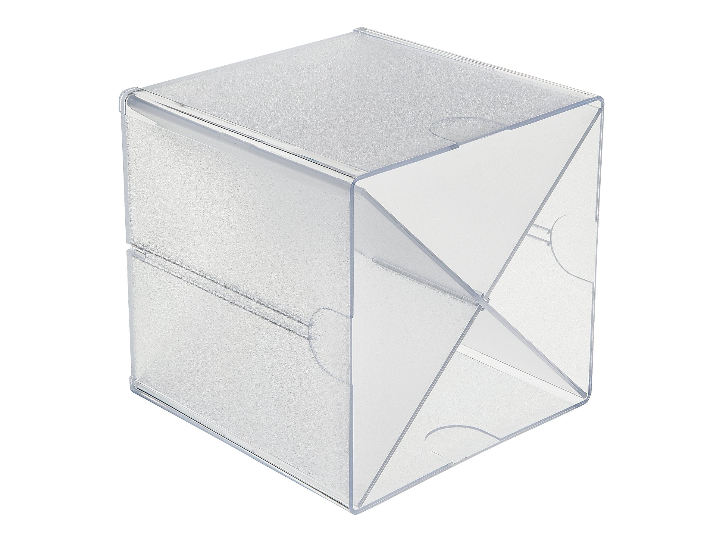 Deflect-O Cube 4 Compartment Stackable Plastic Compartment Storage, Clear