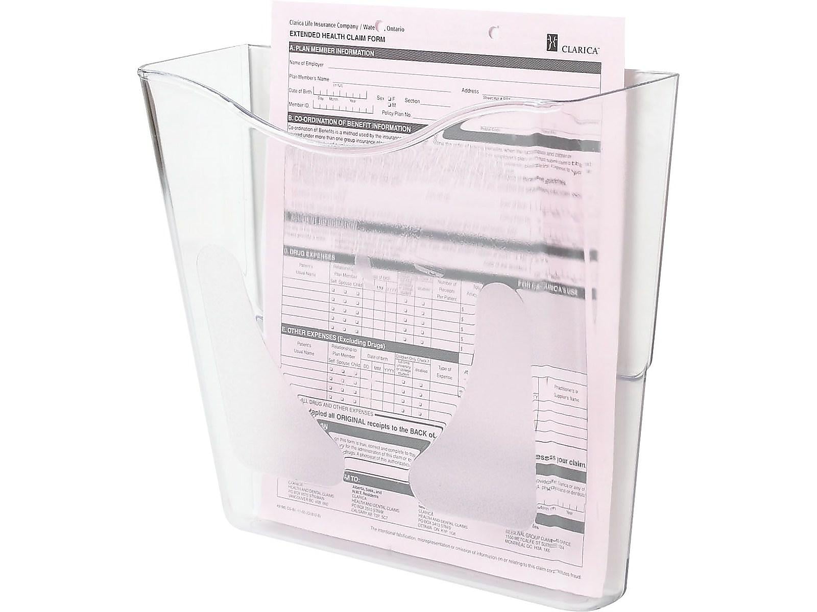 Deflect-O Euro-Style DocuPocket Single Pocket Plastic Letter/Legal Size Wall File, Clear