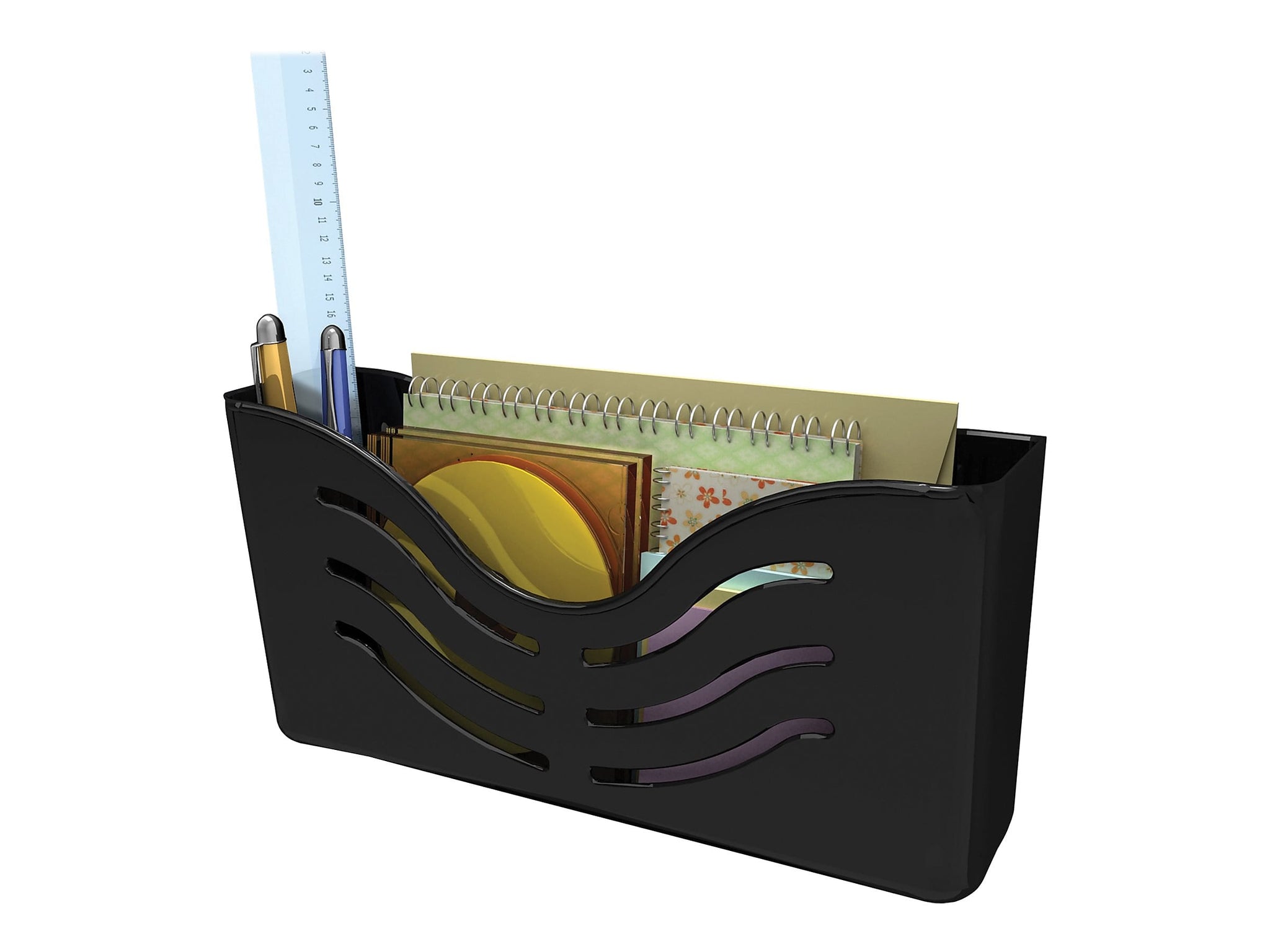 Deflect-O Magnetic 1-Pocket Plastic Letter Size Wall File, Black