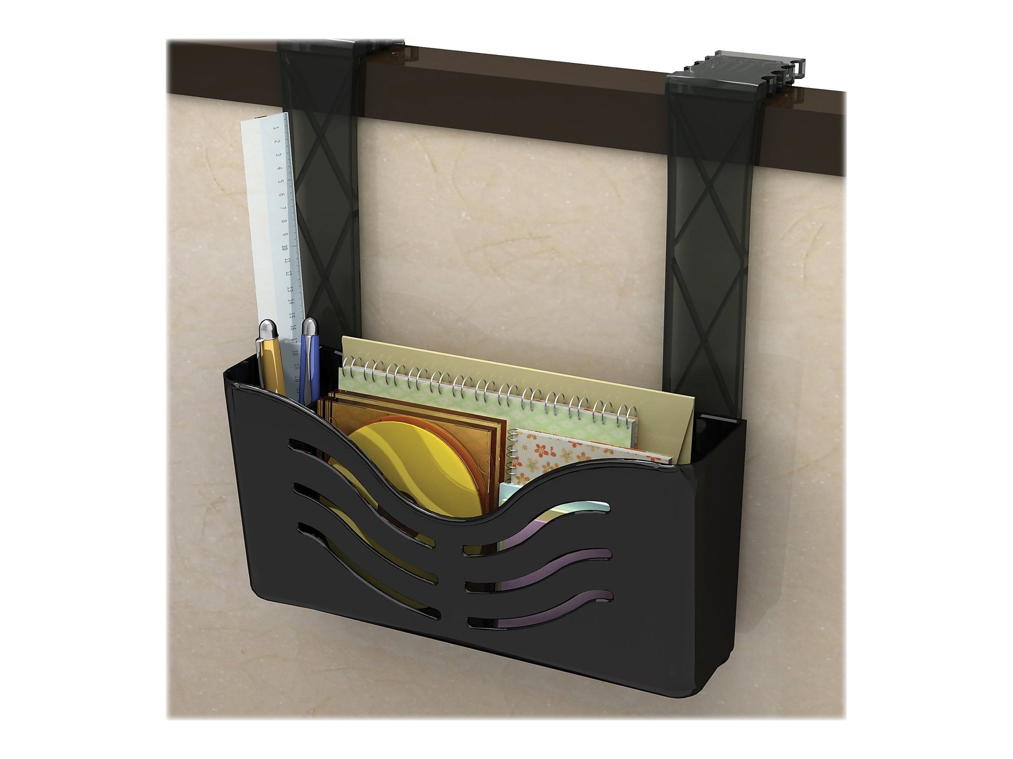 Deflect-O Magnetic 1-Pocket Plastic Letter Size Wall File, Black