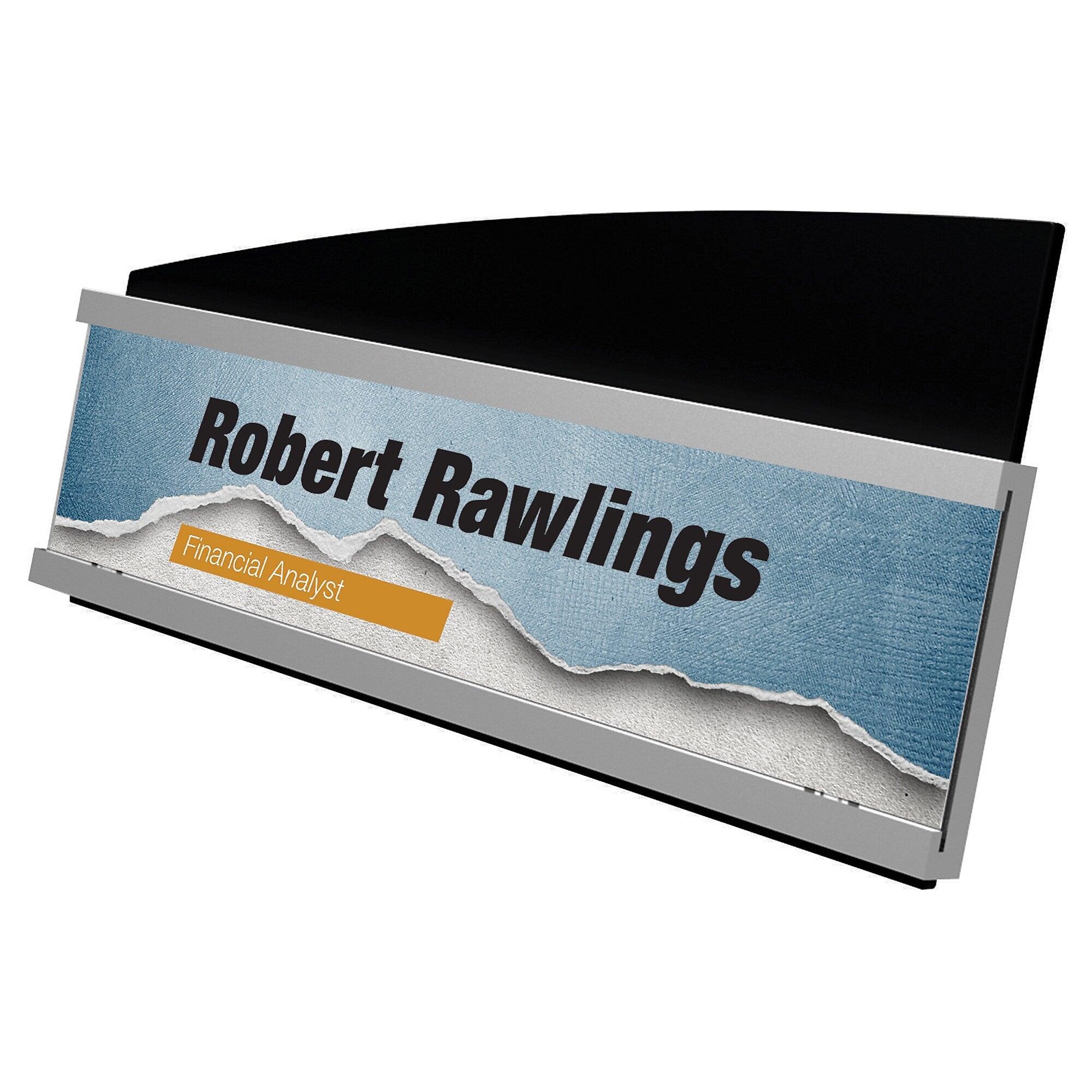 Deflect-O Nameplates Holder, Silver and Black Plastic, Each