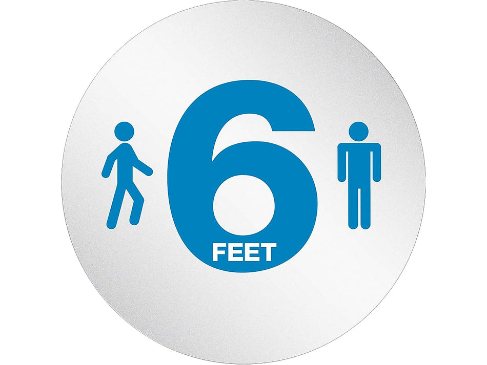 Deflect-O StandSafe Spacing Disc, "6 Feet" , 20", Clear/Blue, 50/Pack