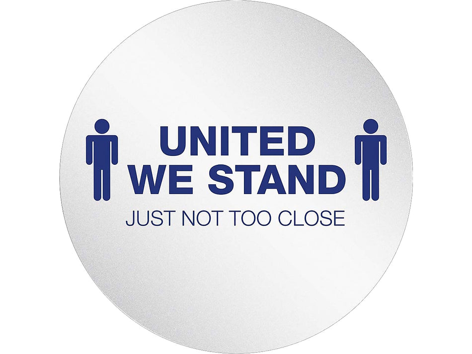 Deflect-O StandSafe Spacing Disc, "United We Stand, Just Not Too Close", 20", Clear/Blue, 6/Pack