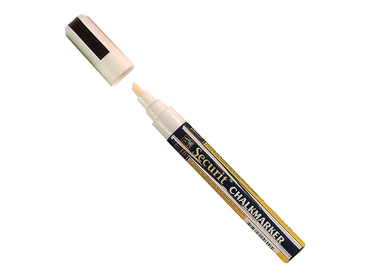 Deflect-O Wet Erase Marker, Chisel Point, White, 4/Pack
