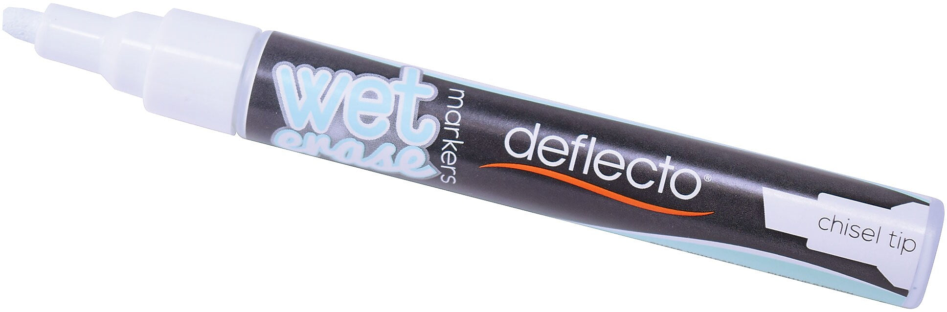 Deflect-O Wet Erase Marker, Chisel Point, White, 4/Pack