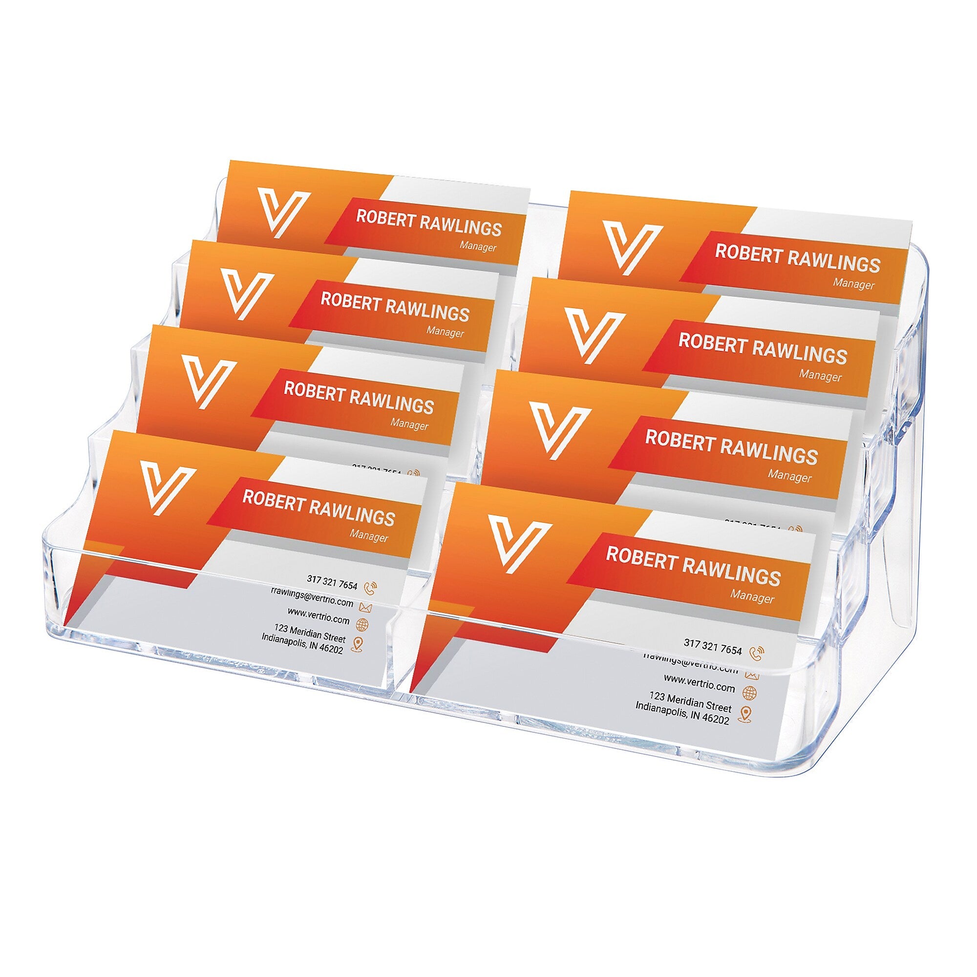 Deflecto 8-Compartment Business Card Desktop Holder, 400-Card Capacity, Clear