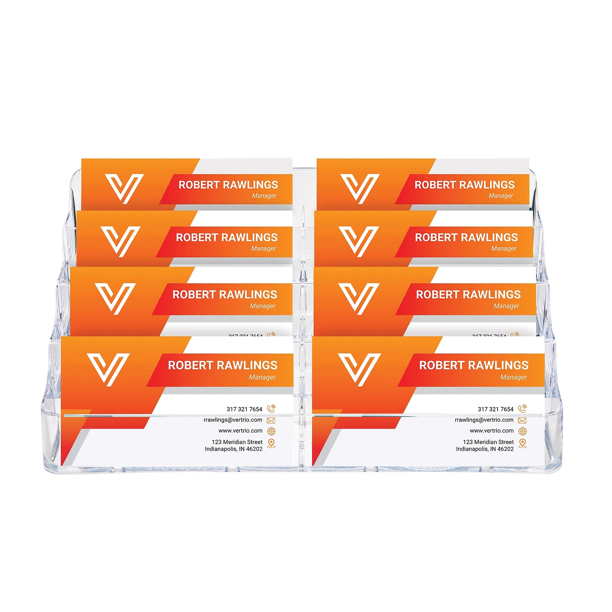 Deflecto 8-Compartment Business Card Desktop Holder, 400-Card Capacity, Clear